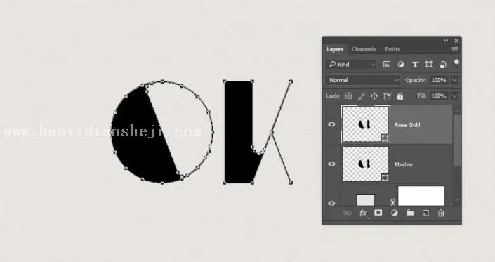 3D功能，通过PS中的3D功能设计大理石玫瑰材质的文字_www.haoyidiansheji.com