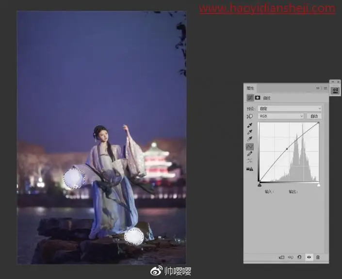 夜景人像，通过LR给夜景古风人像进行修图_www.haoyidiansheji.com