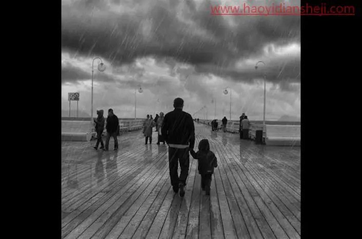雨景效果，给黑白场景下的图片添加下雨效果_www.haoyidiansheji.com