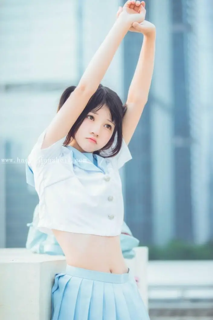 冷色调，调出天台制服少女清爽夏日色调_www.haoyidiansheji.com