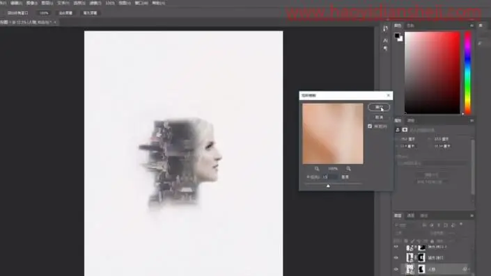海报制作，制作人与高楼结合的多重人像海报_www.haoyidiansheji.com