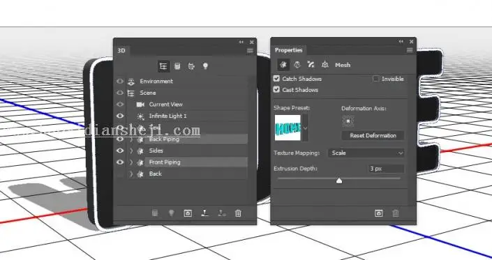 3D功能，通过PS的3D功能制作沙发上的靠枕_www.haoyidiansheji.com