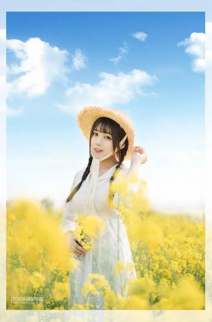 LR调色教程，通过LR给油菜花拍摄的人像调出小清新的效果_www.haoyidiansheji.com