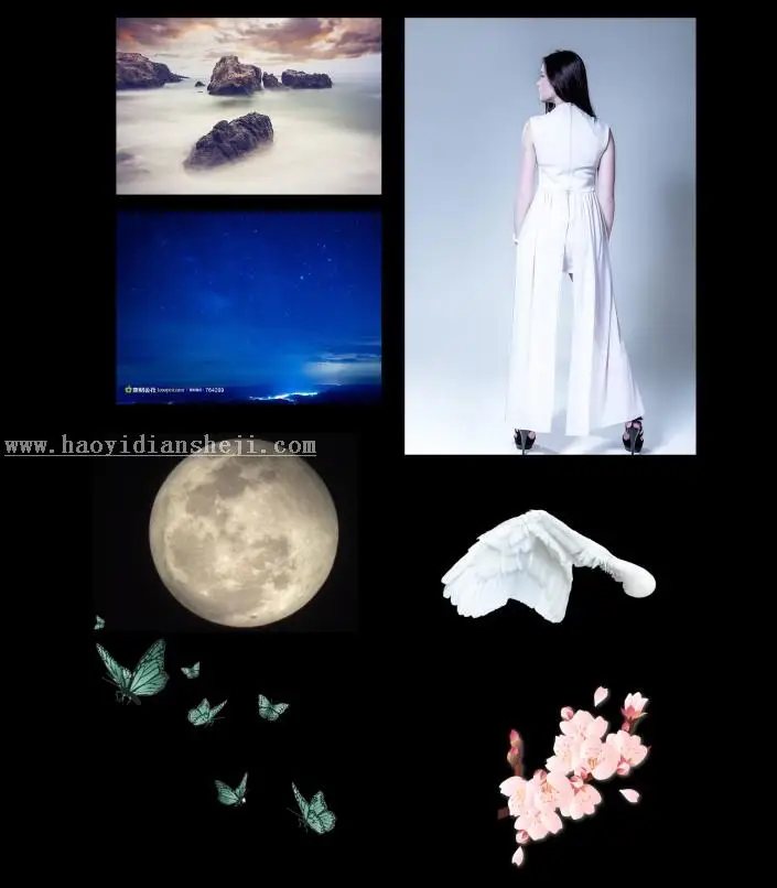 合成效果，制作一个在天空挥着翅膀的女孩_www.haoyidiansheji.com