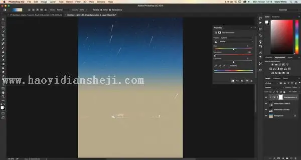 图片合成，用PS做逼真漂亮的北极光彩色效果照片_www.haoyidiansheji.com