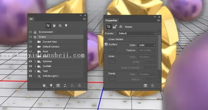 3D工具，通过PS中的3D功能创建膨胀3D文本效果_www.haoyidiansheji.com