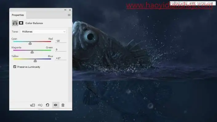场景合成，在PS中合成一幅大鱼吞月的超现实场景_www.haoyidiansheji.com