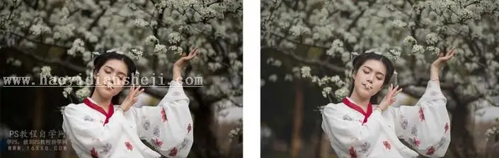 古风摄影，通过PS调出古风后期清冷白调的照片_www.haoyidiansheji.com