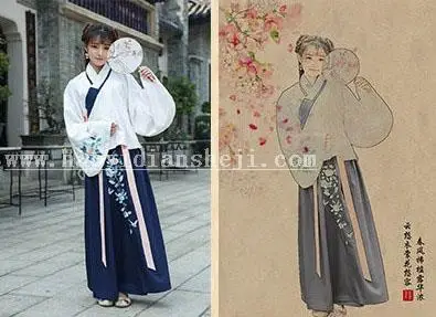 工笔画，古装美女图片转工笔画效果_www.haoyidiansheji.com