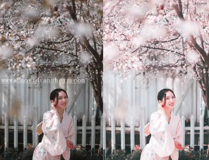 人像调色，通过PS调出三月樱花照片_www.haoyidiansheji.com
