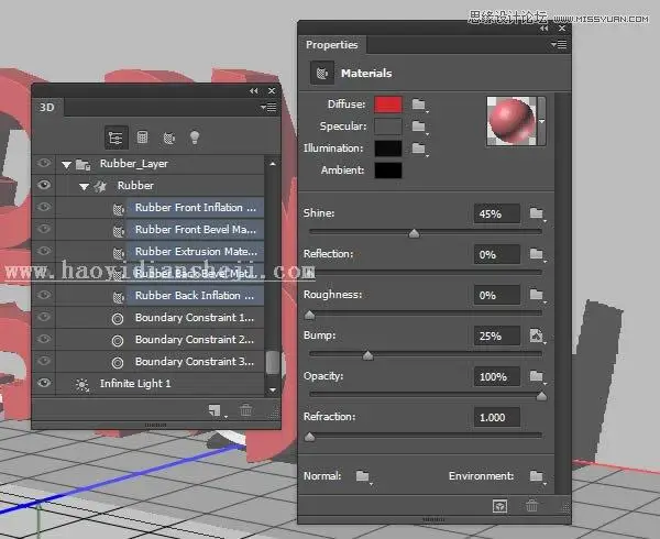 3D字体，通过PS制作红色积木立体文字图片_www.haoyidiansheji.com