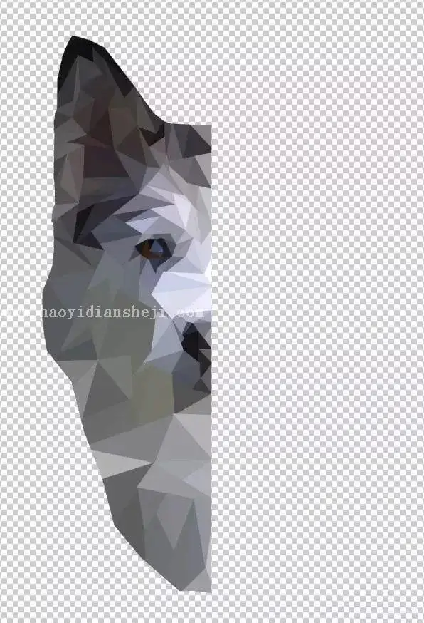 低多边形，通过PS制作低多边形的狗狗图片_www.haoyidiansheji.com