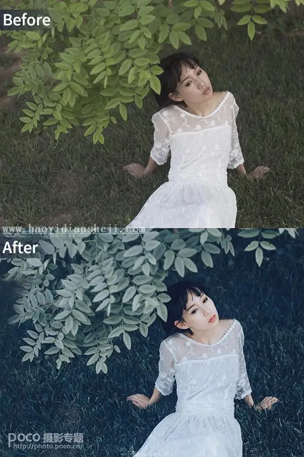 冷色调，用LR调出冷色森系写真照片_www.haoyidiansheji.com