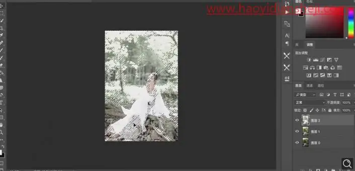雪景效果，把夏日外景人像打造出一种冬日雪景照片_www.haoyidiansheji.com