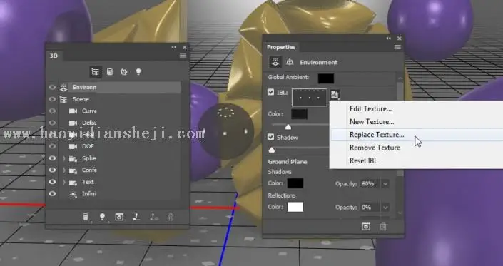 3D工具，通过PS中的3D功能创建膨胀3D文本效果_www.haoyidiansheji.com