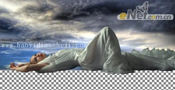 场景合成，通过PS给人物合成梦幻的天鹅场景的图片_www.haoyidiansheji.com