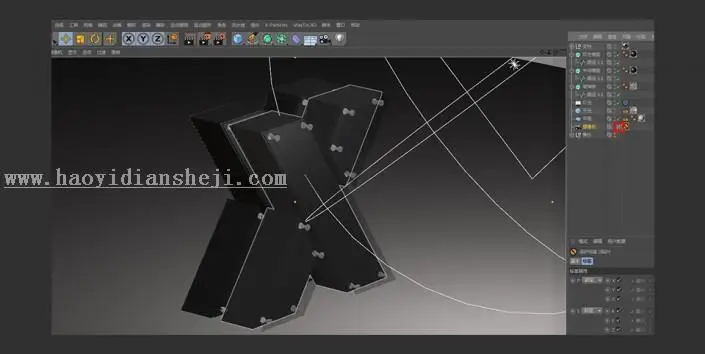 金属字，用C4D制作金属立体挤压字体_www.haoyidiansheji.com