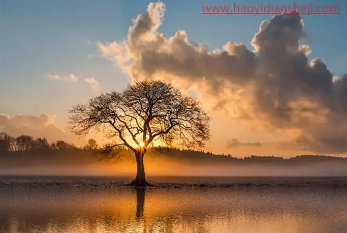 倒影教程，在PS中给霞光图片加上逼真的水面倒影_www.haoyidiansheji.com