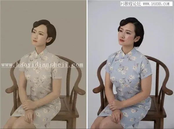 工笔画，用PS制作古典中国范的工笔画人物效果_www.haoyidiansheji.com