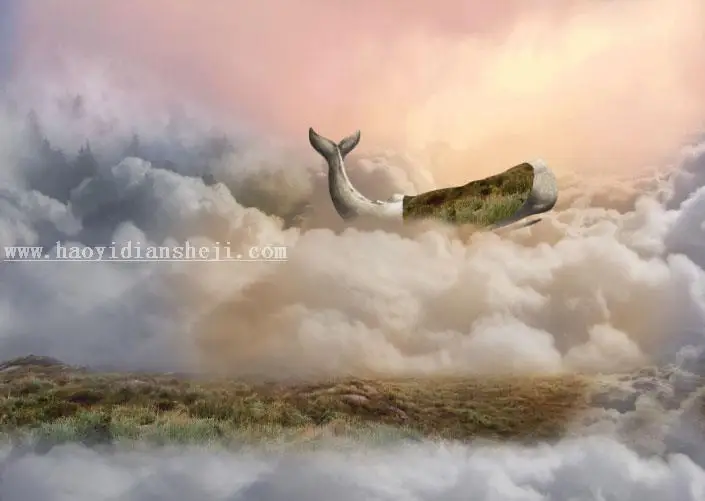 童话场景，合成鲸鱼城堡童话场景_www.haoyidiansheji.com