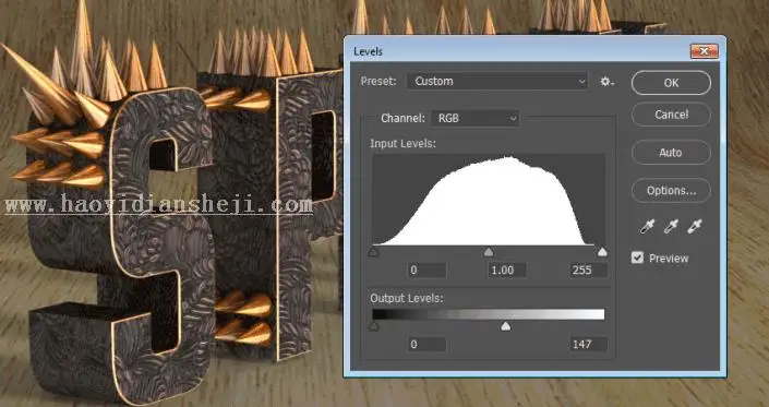 金属字，用PS制作3D效果的金属铆钉文字_www.haoyidiansheji.com