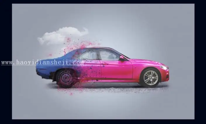 照片合成，用PS合成一个色彩丰富的汽车_www.haoyidiansheji.com