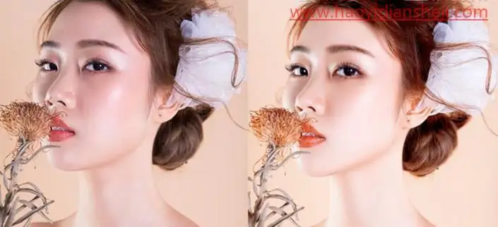 人像修图，给美妆模特进行面部精修_www.haoyidiansheji.com