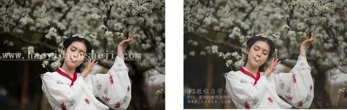 古风摄影，通过PS调出古风后期清冷白调的照片_www.haoyidiansheji.com
