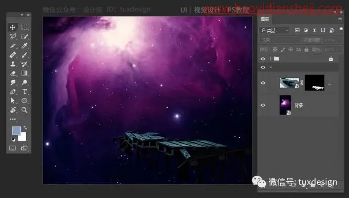 唯美合成，通过PS合成一副安静的女子坐立的梦幻场景_www.haoyidiansheji.com