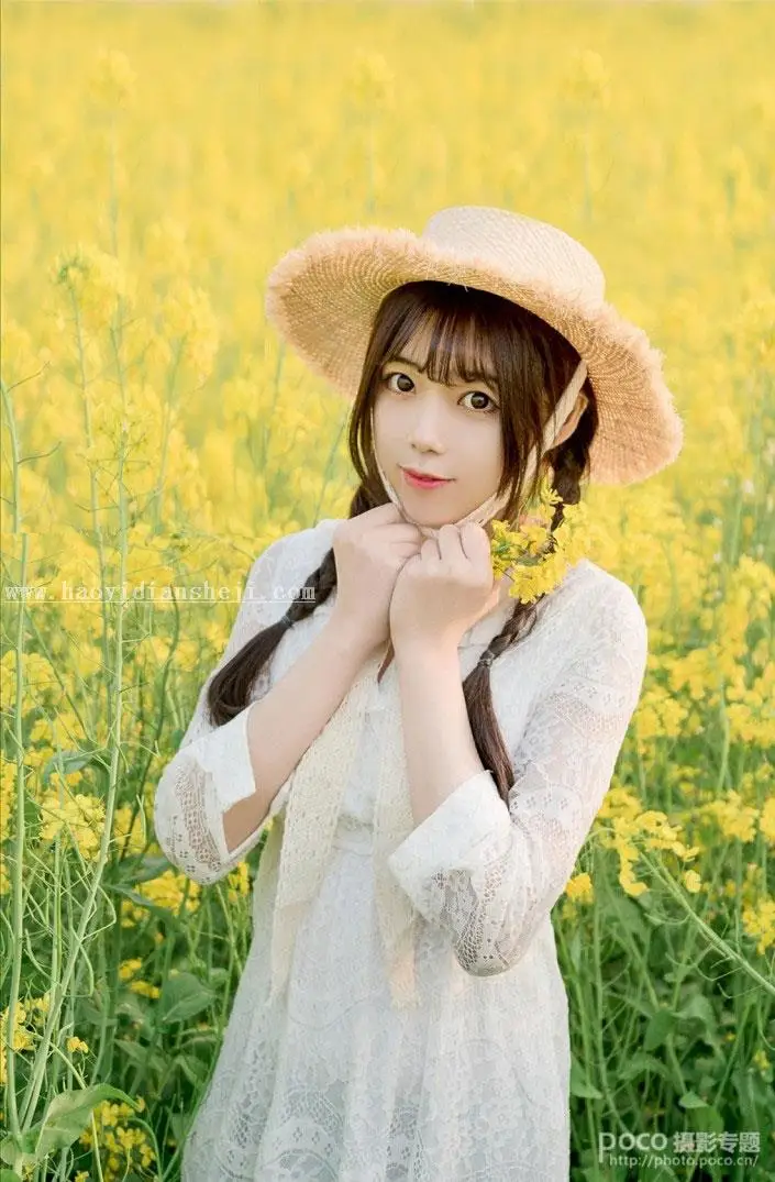 LR调色教程，通过LR给油菜花拍摄的人像调出小清新的效果_www.haoyidiansheji.com
