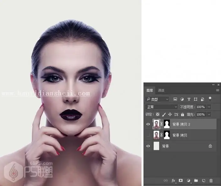 水彩效果，制作抽象的水彩人像艺术效果_www.haoyidiansheji.com