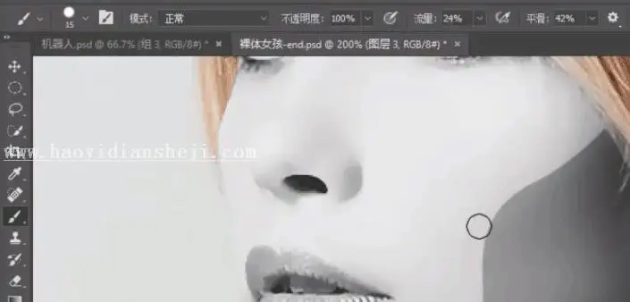 人物合成，手把手教你合成一款炫酷女机器人_www.haoyidiansheji.com