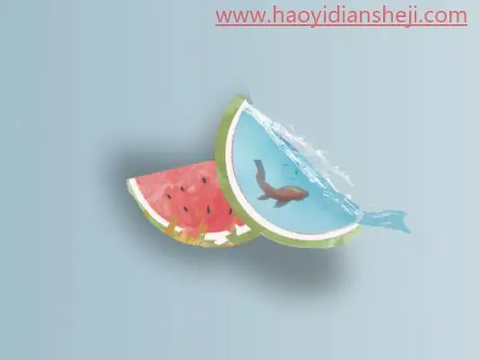 创意合成，合成一种创意的西瓜皮创意效果_www.haoyidiansheji.com