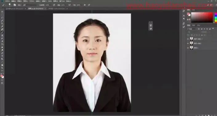 证件照，制作一款商务型的女士证件照_www.haoyidiansheji.com