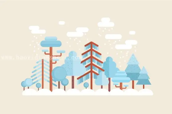 插画设计，设计一幅冬季平面矢量场景插画_www.haoyidiansheji.com