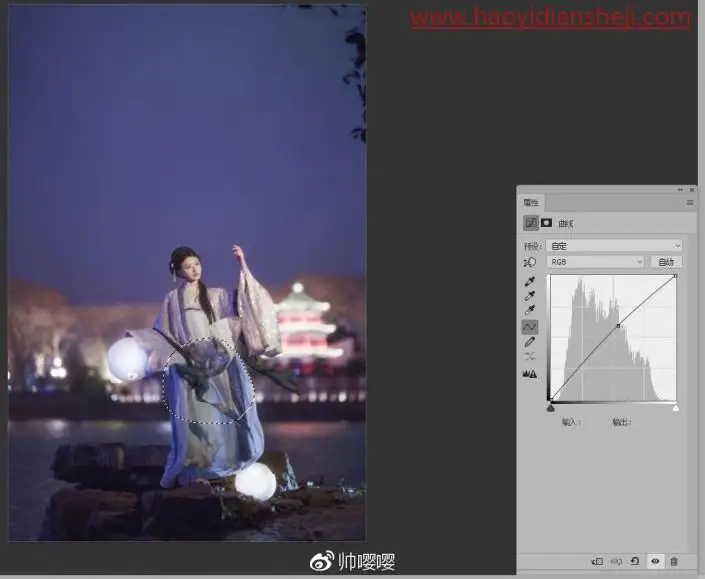 夜景人像，通过LR给夜景古风人像进行修图_www.haoyidiansheji.com