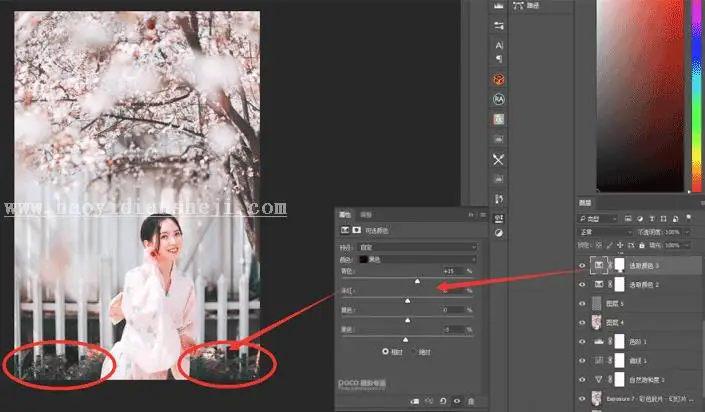 人像调色，通过PS调出三月樱花照片_www.haoyidiansheji.com