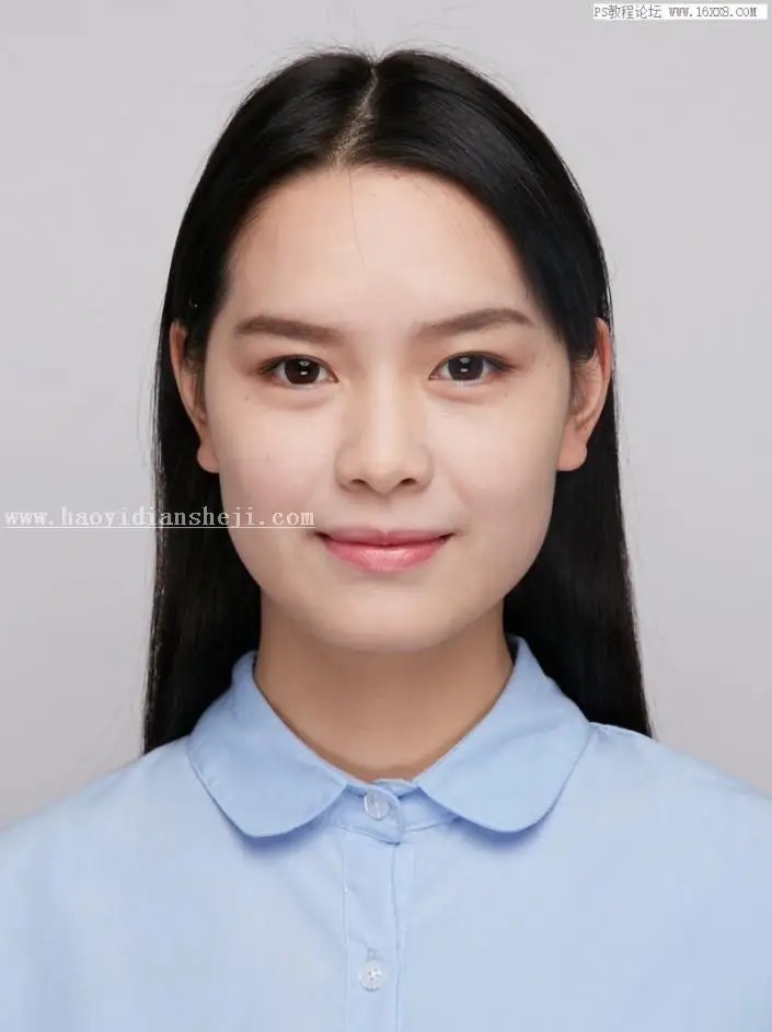 证件照制作，用PS打造甜美柔肤证件照_www.haoyidiansheji.com