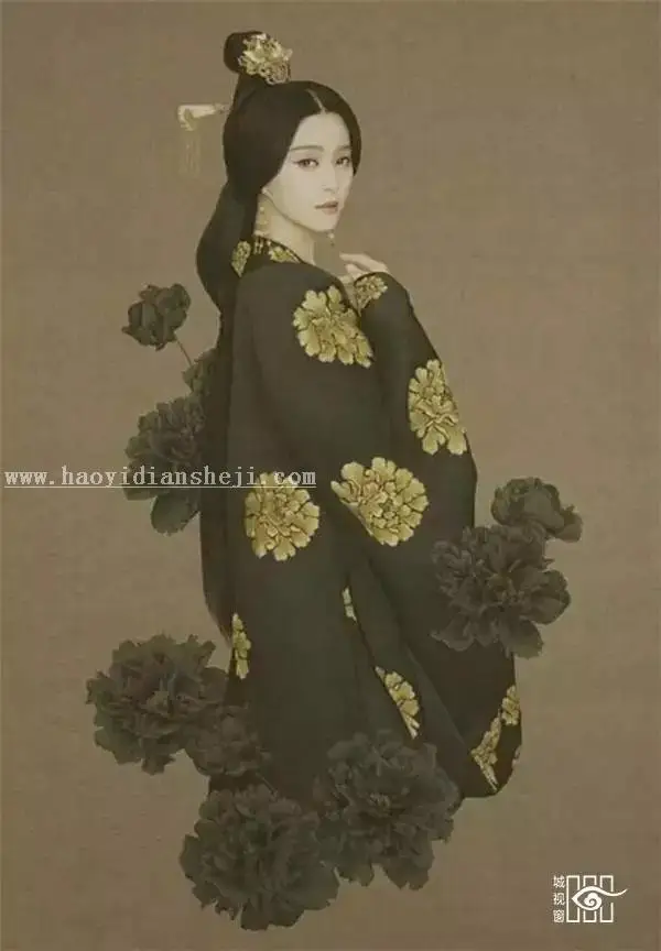 工笔画，模仿孙郡工笔画效果_www.haoyidiansheji.com