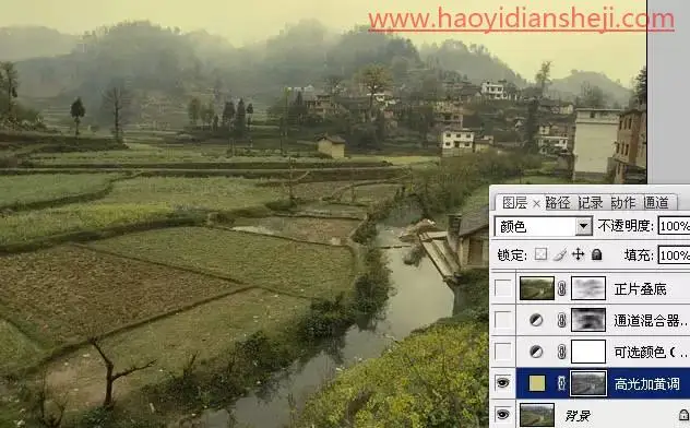 油画效果，把田园风景的数码照片转成唯美的油画效果照片_www.haoyidiansheji.com