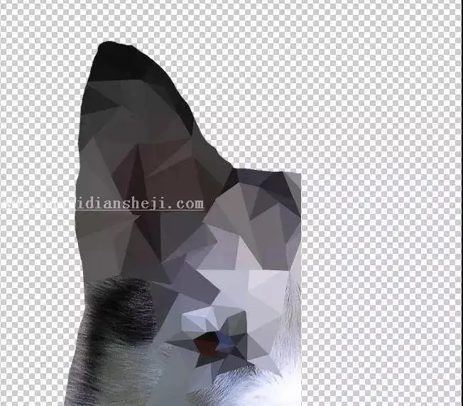 低多边形，通过PS制作低多边形的狗狗图片_www.haoyidiansheji.com
