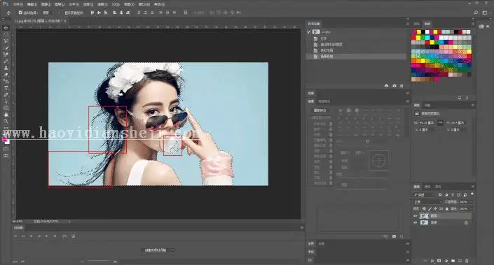 海报制作，把迪丽热巴的照片做成油漆喷溅效果海报_www.haoyidiansheji.com