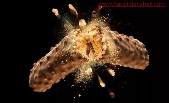 碎片效果，制作一款食品破碎效果照片_www.haoyidiansheji.com