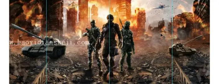 海报制作，用PS制作热血游戏战争海报_www.haoyidiansheji.com