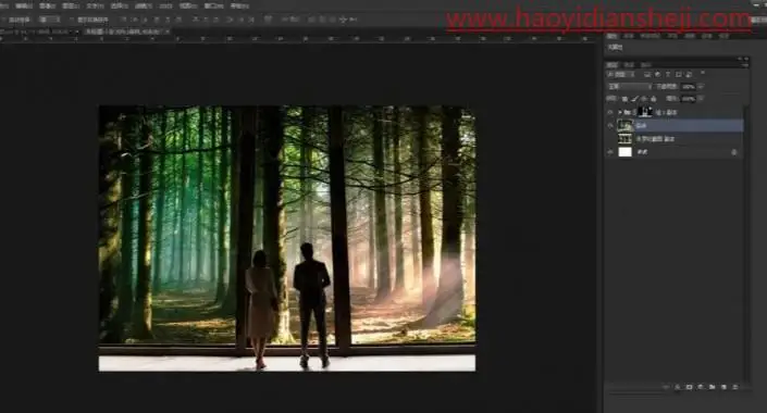 奇幻合成，制作一张超现实的森林里观鱼的场景_www.haoyidiansheji.com