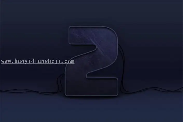 3D字体，用PS制作大气的3D荧光灯字体_www.haoyidiansheji.com