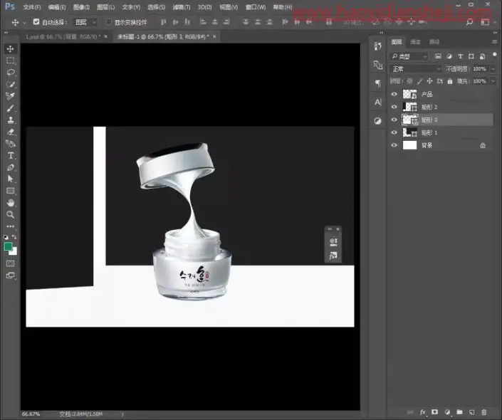 海报制作，在PS中制作一款创意十足的护肤品海报_www.haoyidiansheji.com