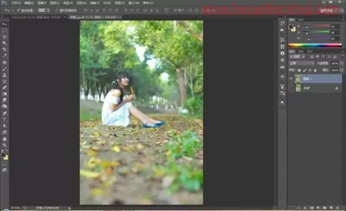 人像调色，给外景人像写真制作浓郁的秋天效果_www.haoyidiansheji.com