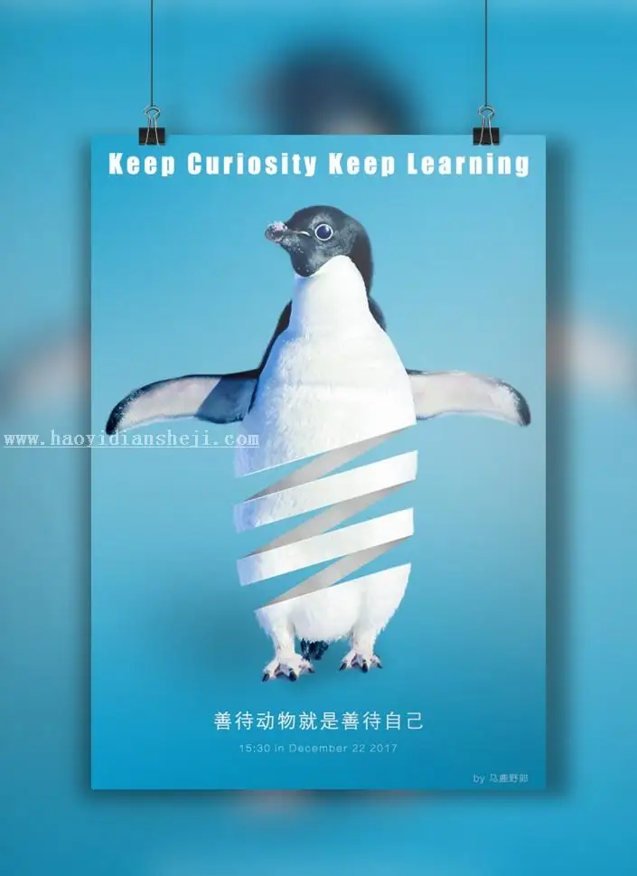 海报制作，用PS做一张镂空的动物公益海报_www.haoyidiansheji.com