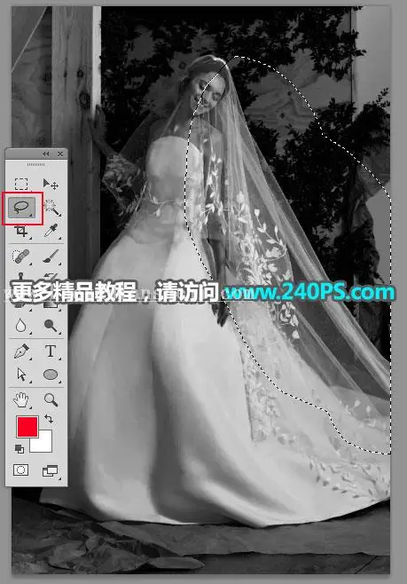 抠婚纱，通过PS把婚纱照片从复杂的背景中抠出来_www.haoyidiansheji.com